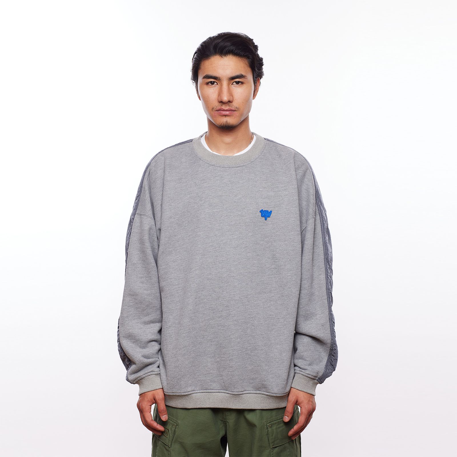 【ラスト1点 L】cotton fleece quilted crewneck / グレー