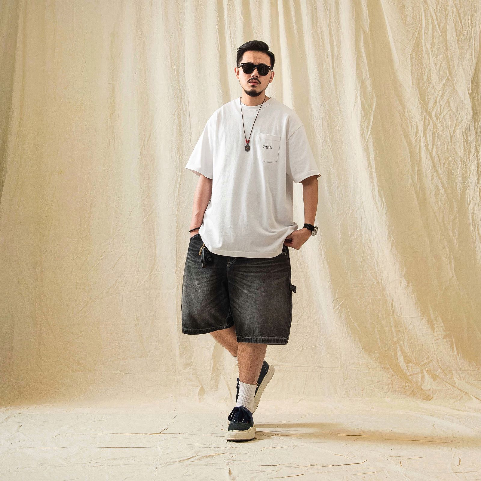 【ラスト1点 XL 】hige denim shorts / ブラック