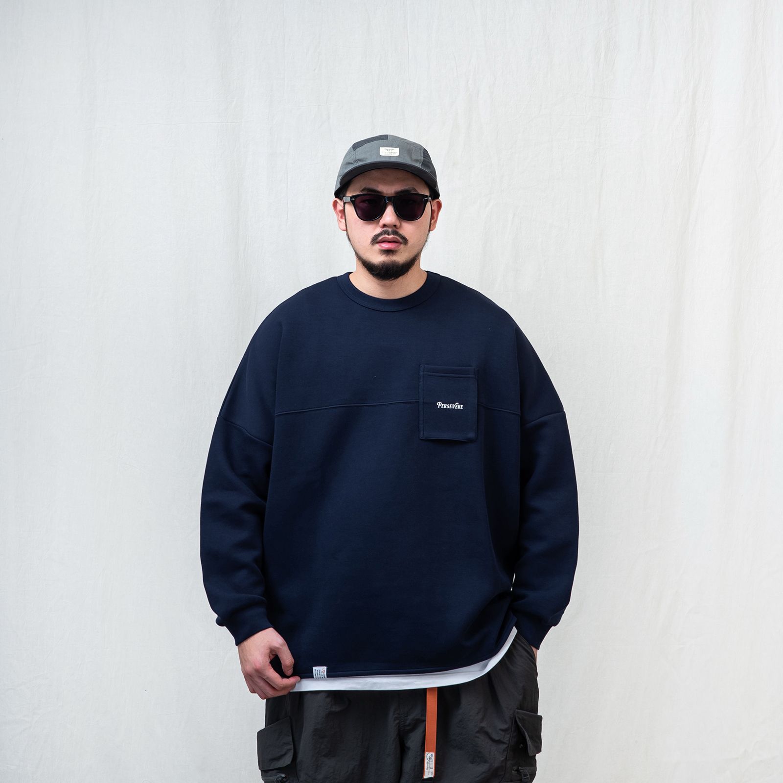 【ラスト1点 M】anti-wrinkle L/S classic pocket t-shirt / ネイビー