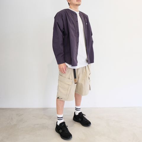 【Persevere】ベースボールシャツ×カーゴショーツの着こなし