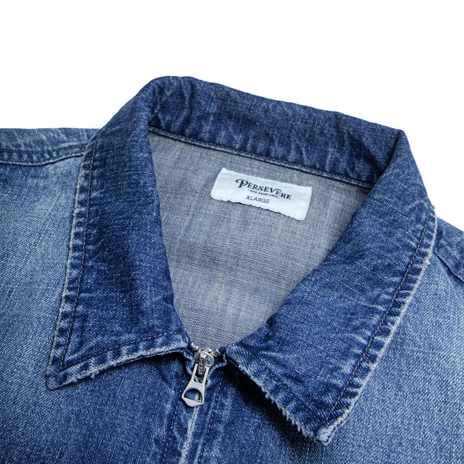 【ラスト1点 XL 】distressed denim harrington jacket / ウォッシュドブルー