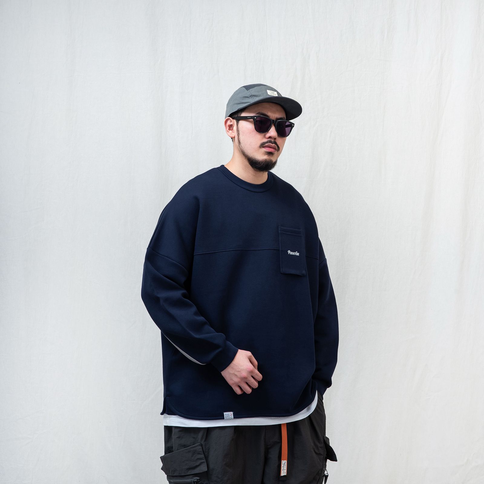 【ラスト1点 M】anti-wrinkle L/S classic pocket t-shirt / ネイビー