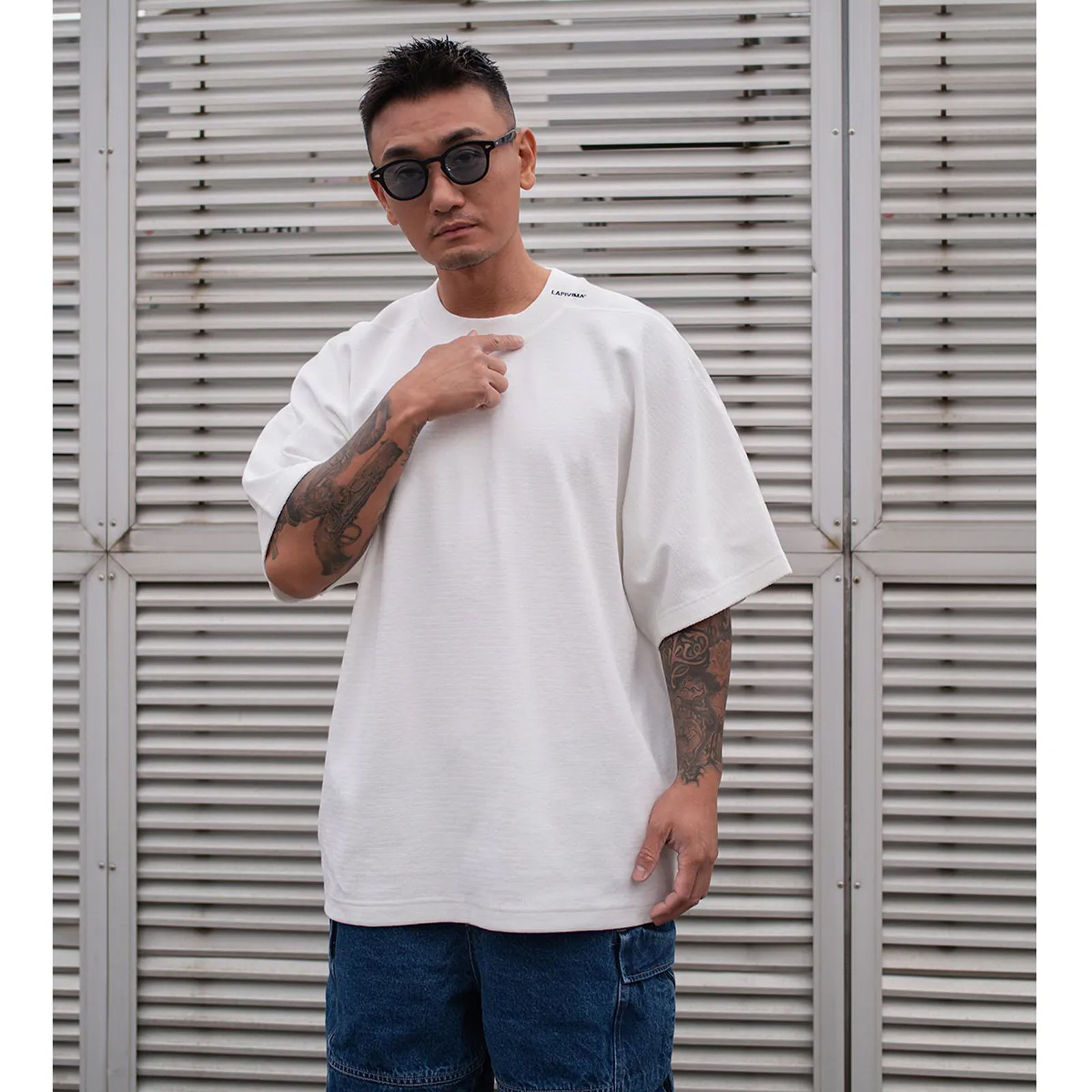 【ラスト1点 L 】wide structural crewneck / ホワイト