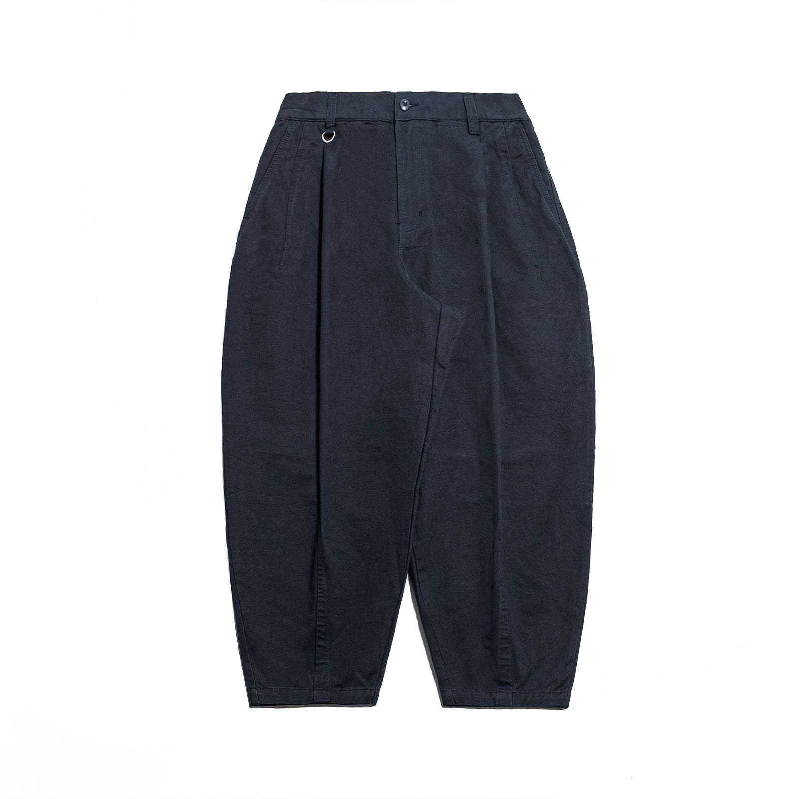 【ラスト1点 M 】elasticated waist pleated tapered pants / ネイビー