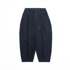 【ラスト1点 M 】elasticated waist pleated tapered pants / ネイビー