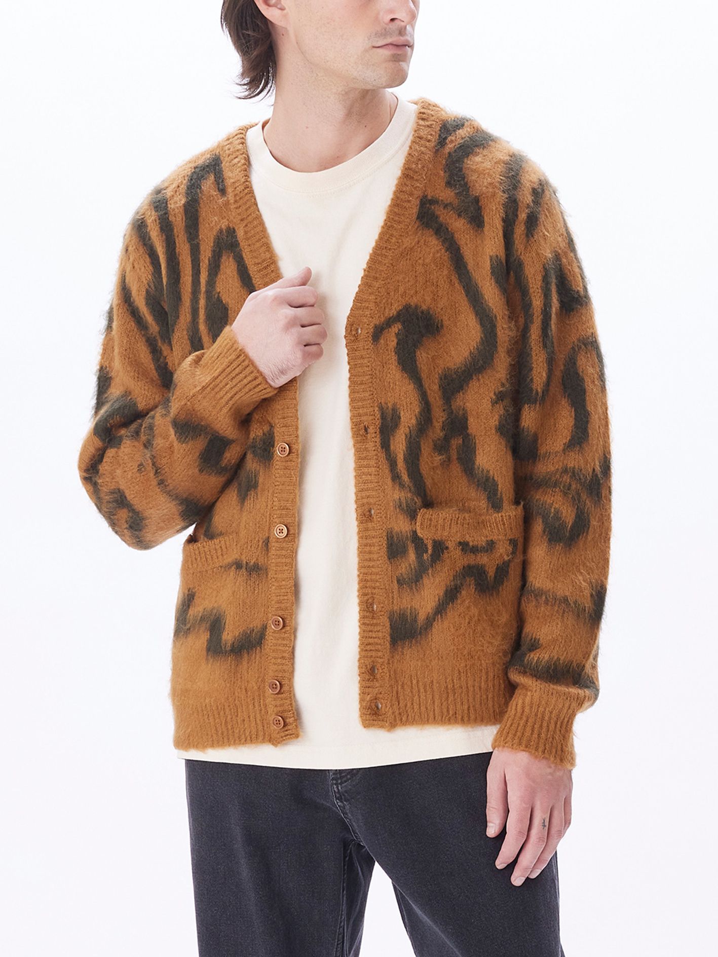 OBEY - 総柄 カーディガン - PALLY CARDIGAN - CATECHU WOOD