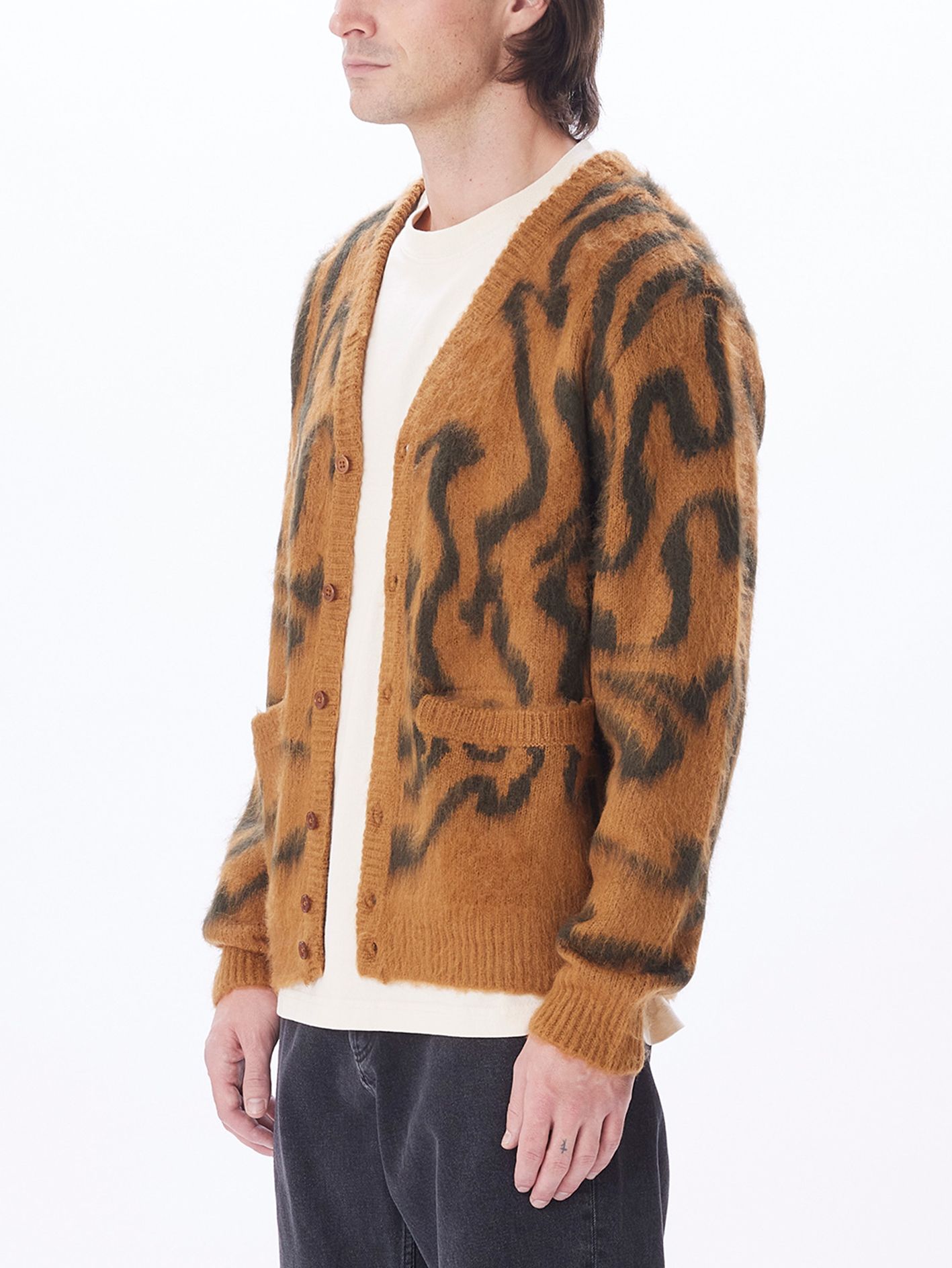 OBEY - 総柄 カーディガン - PALLY CARDIGAN - CATECHU WOOD | FROG's TAIL