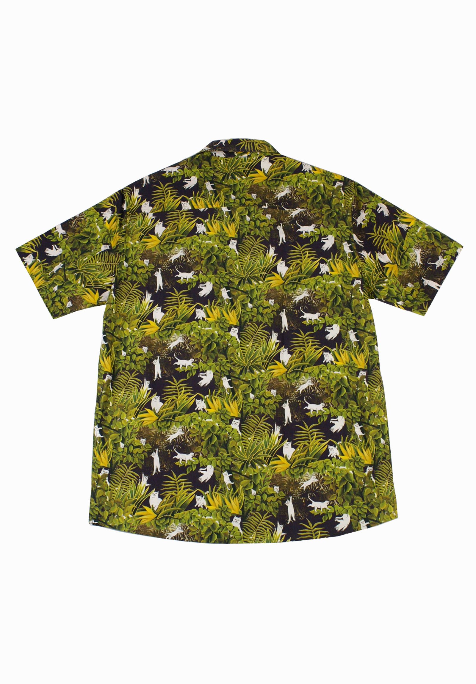 RIPNDIP - 総柄半袖シャツ Nermal Jungle Black Button Up Shirt