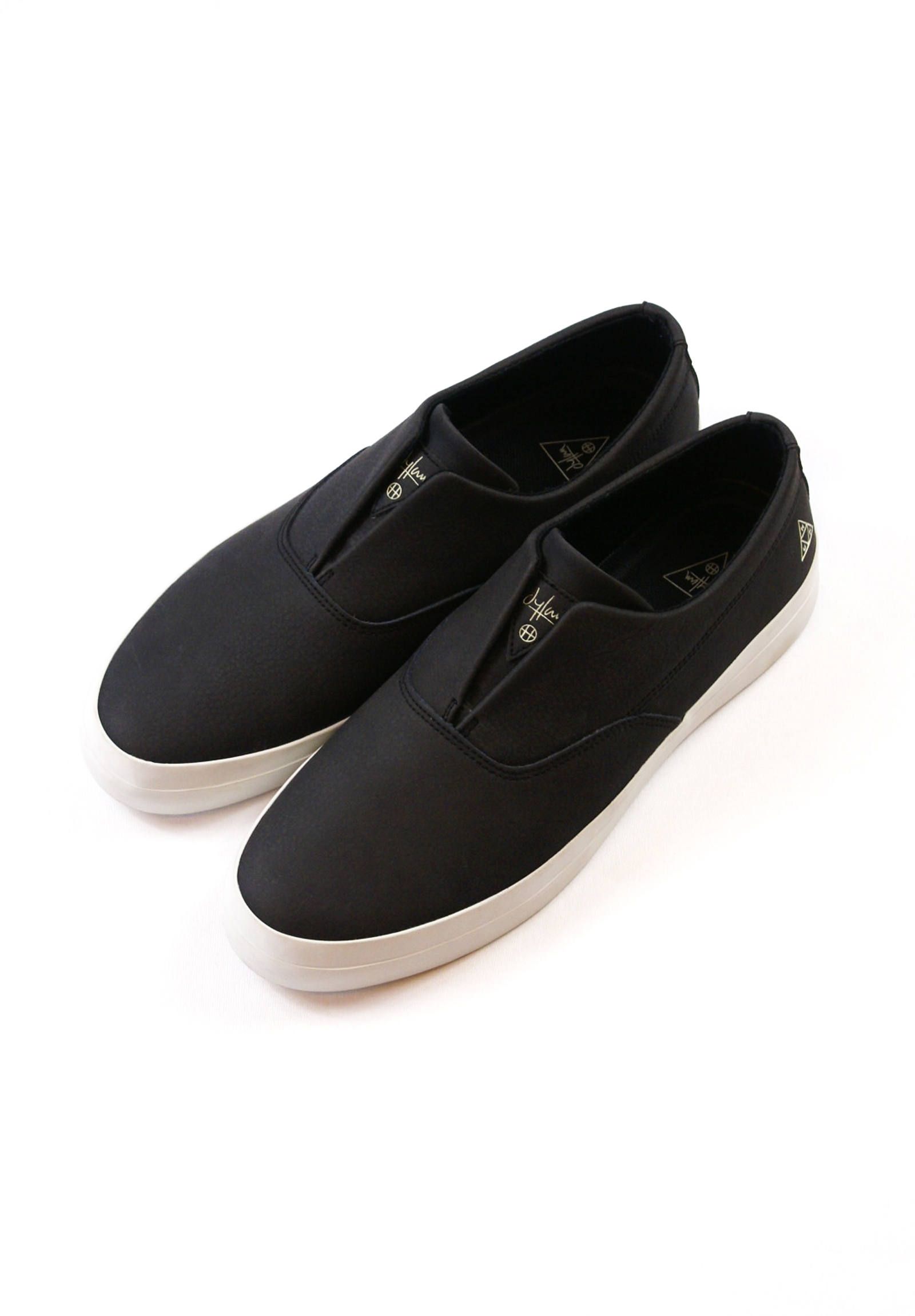 HUF - スリッポン Dylan Slip On Shoes -Black Leather Texture 