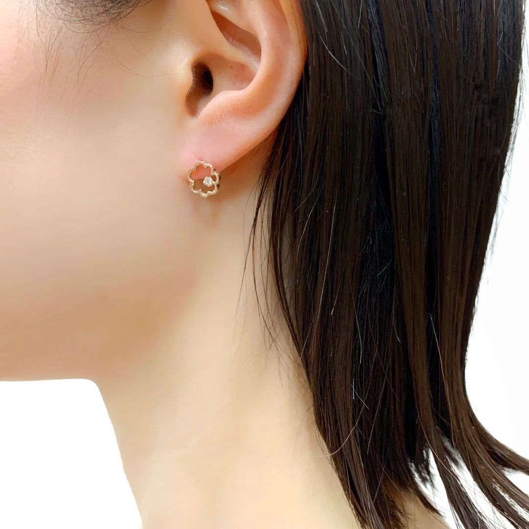 ミモザダイヤモンドピアス (K10)