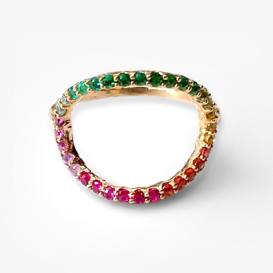 【受注商品】グリッター オーバルリング マルチカラー／K10ピンクゴールド