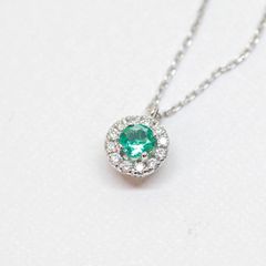 【受注商品】5月の誕生石ネックレス(エメラルド) (K18)(プラチナ)