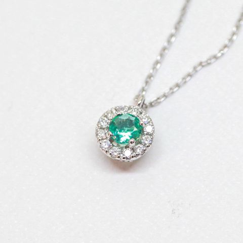 【受注商品】5月の誕生石ネックレス(エメラルド) (K18)(プラチナ)