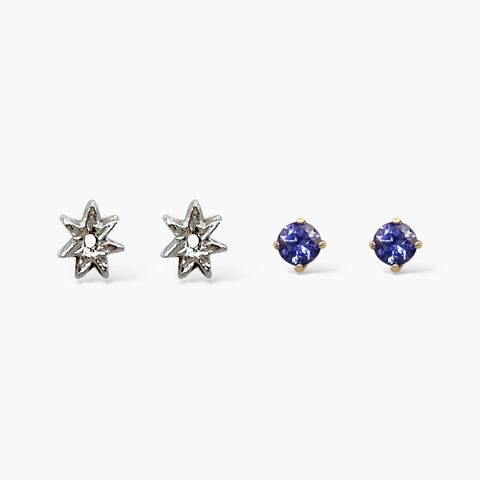 【即日発送可】【BOX付 限定セットピアス】スペクトラム ピアス(シルバー/ K10)タンザナイト