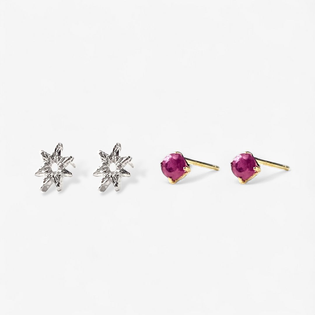 【即日発送可】【BOX付 限定セットピアス】スペクトラムピアス(シルバー/ K10)ルビー