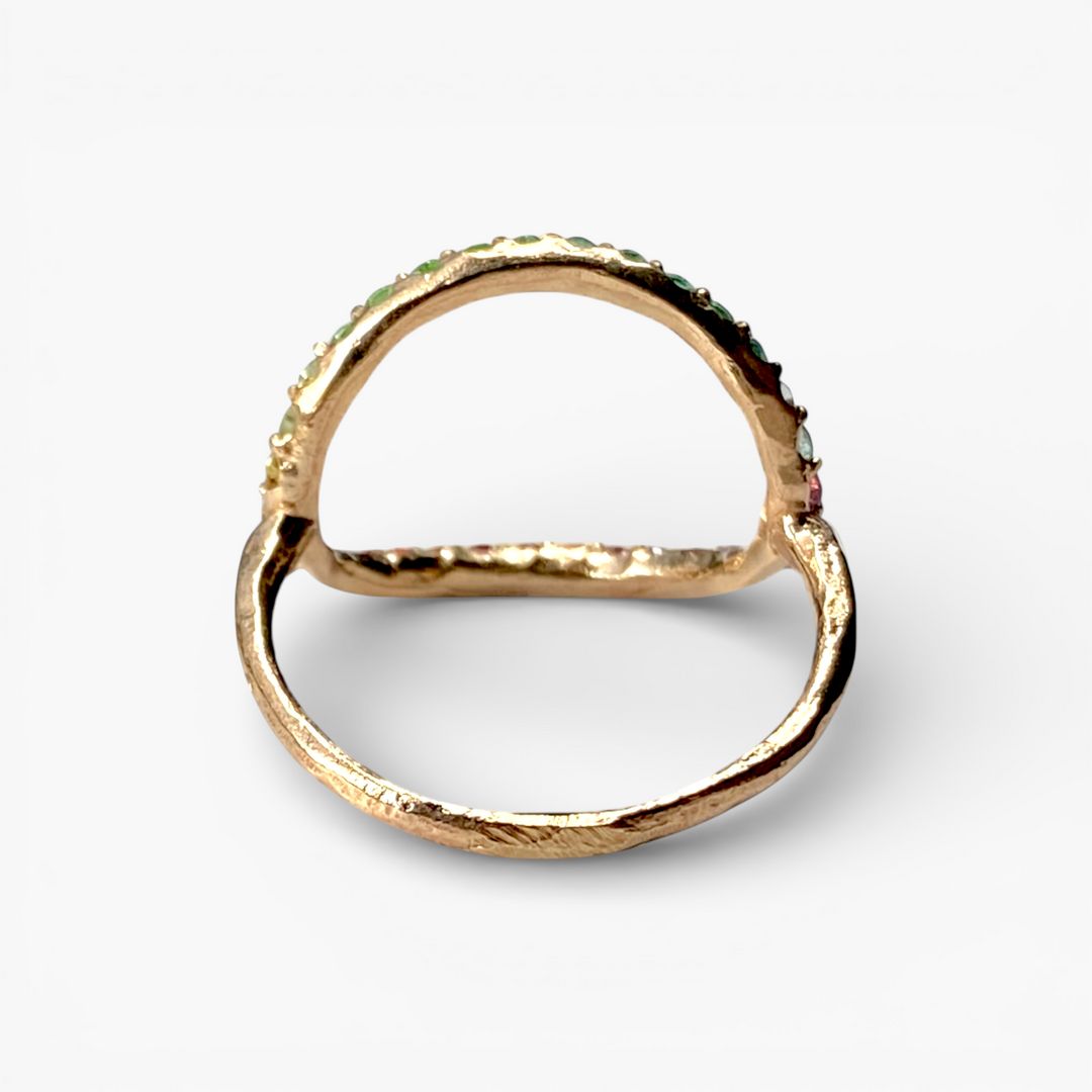 【受注商品】グリッター オーバルリング マルチカラー／K10ピンクゴールド