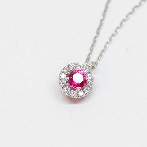 【受注商品】7月の誕生石ネックレス(ルビー) (K18)(プラチナ)