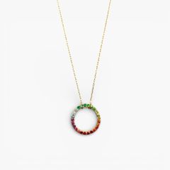 【受注商品】グリッター ラウンドネックレス マルチカラー／K10ピンクゴールド