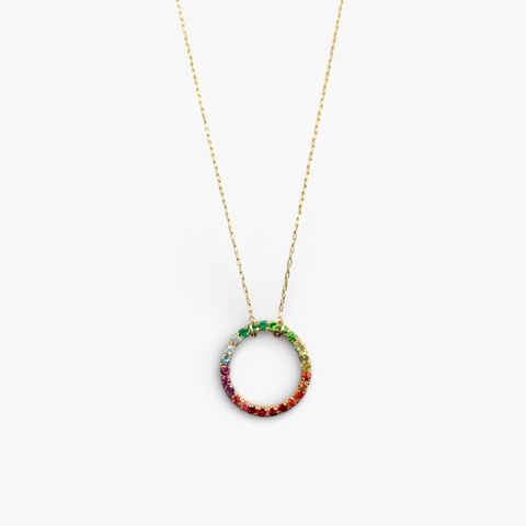 【受注商品】グリッター ラウンドネックレス マルチカラー／K10ピンクゴールド