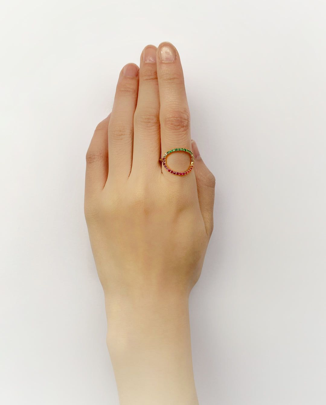 【受注商品】グリッター オーバルリング マルチカラー／K10ピンクゴールド