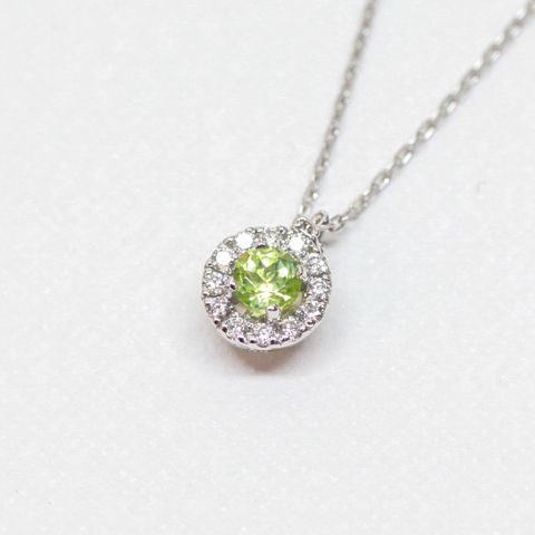 【受注商品】8月の誕生石ネックレス(ペリドット) (K18)(プラチナ)
