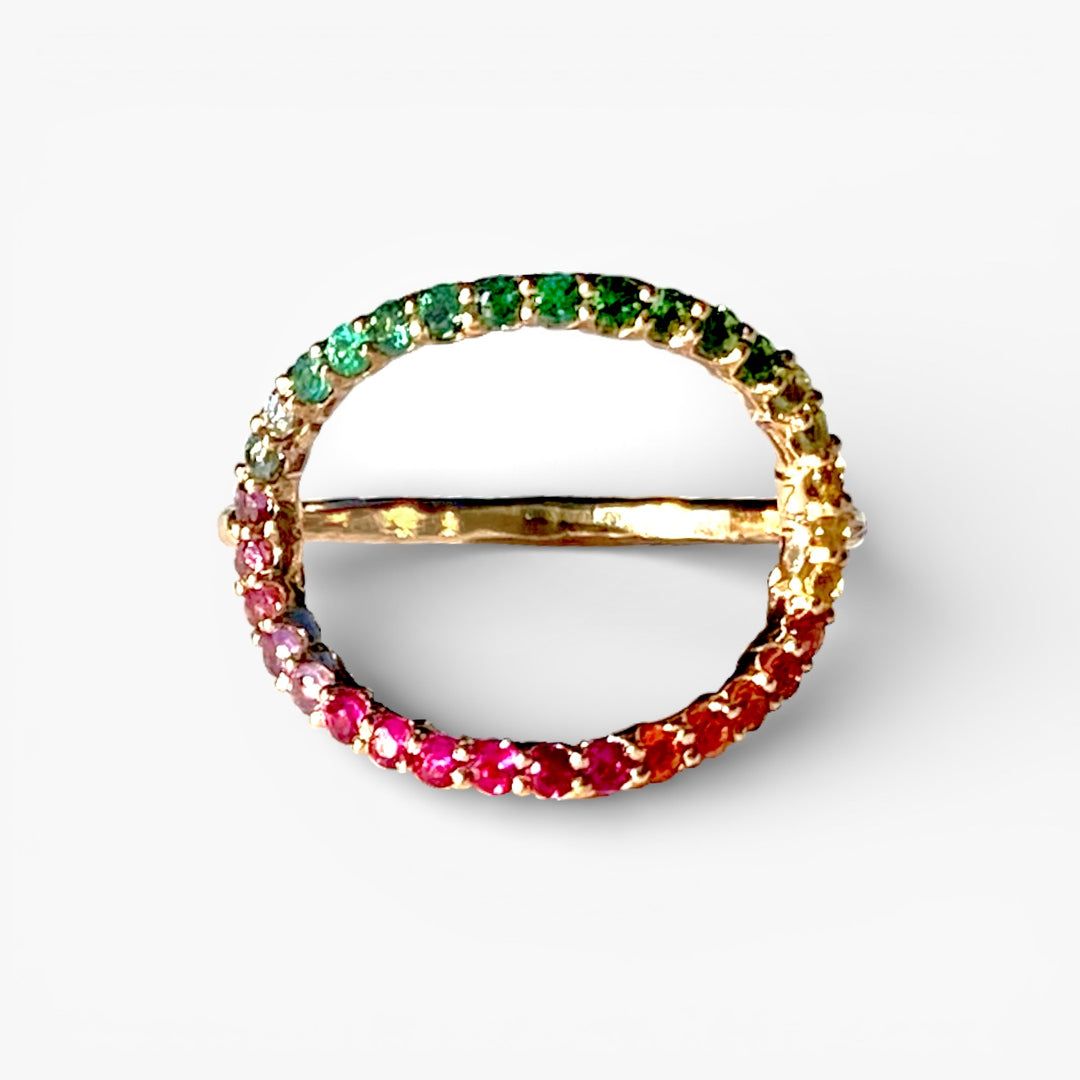 【受注商品】グリッター オーバルリング マルチカラー／K10ピンクゴールド