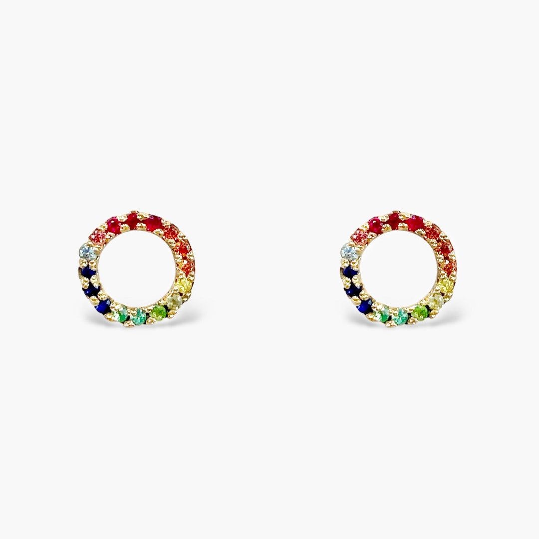 【受注商品】グリッター ラウンドスタッズピアス マルチカラー／K10ピンクゴールド