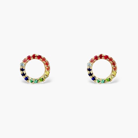 【受注商品】グリッター ラウンドスタッズピアス マルチカラー／K10ピンクゴールド