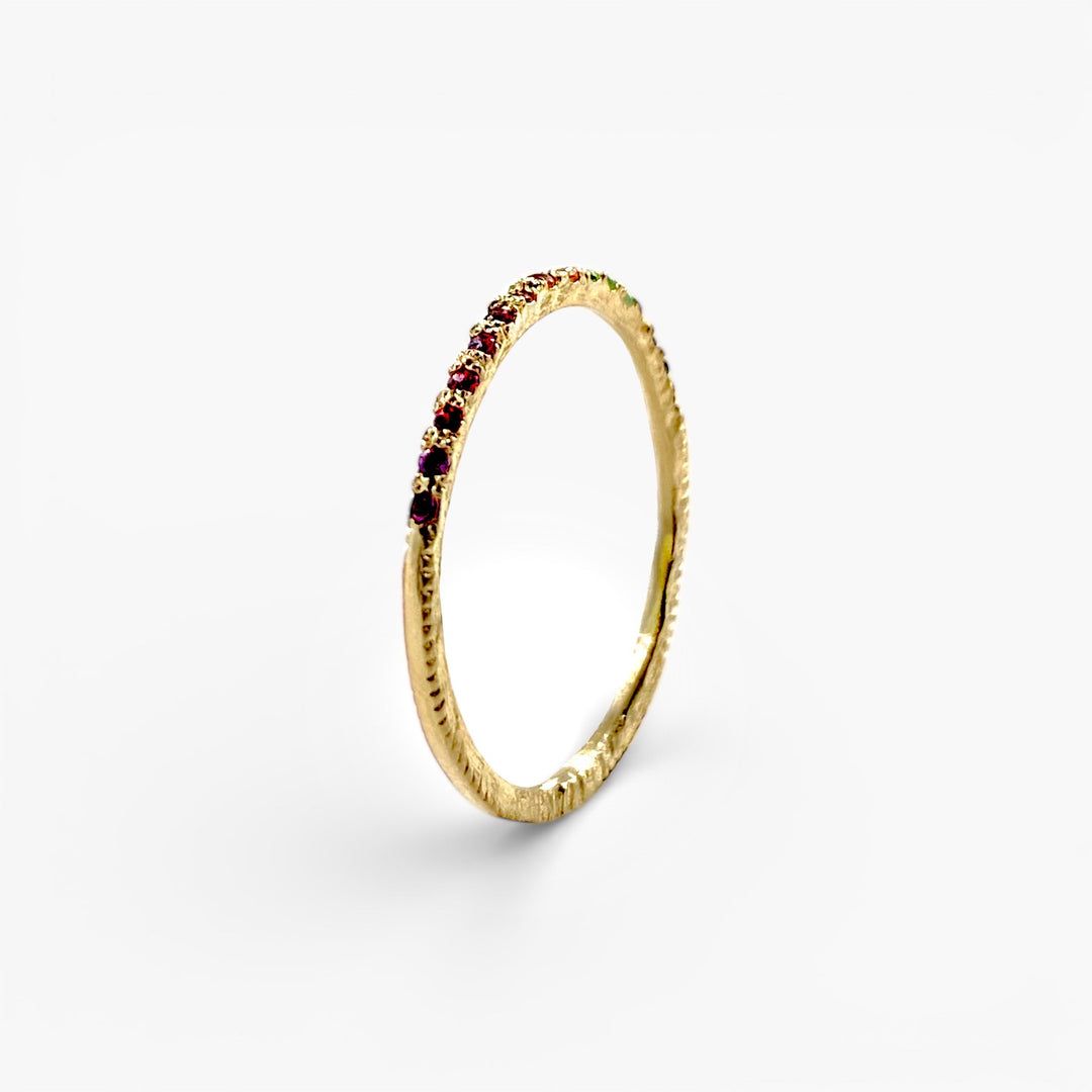 【受注商品】グリッター フラットリング マルチカラー／K10ピンクゴールド