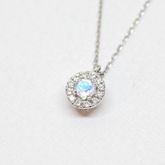 【受注商品】6月の誕生石ネックレス(ムーンストーン) (K18)(プラチナ)