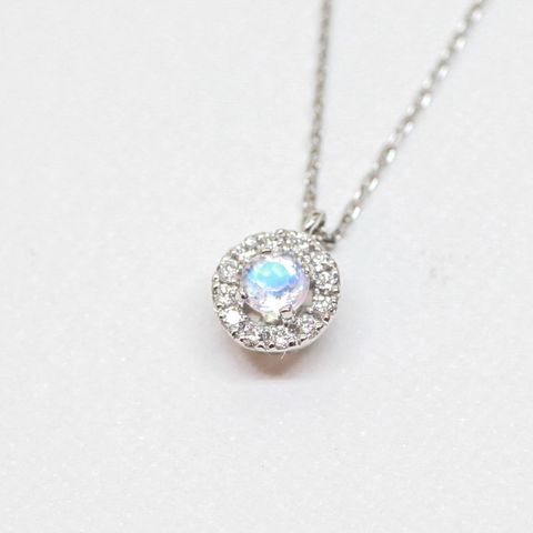 【受注商品】6月の誕生石ネックレス(ムーンストーン) (K18)(プラチナ)