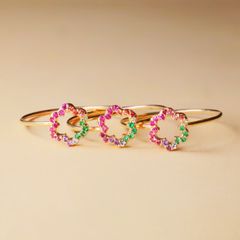 【受注商品】グリッター ミモザリング マルチカラー／K10ピンクゴールド