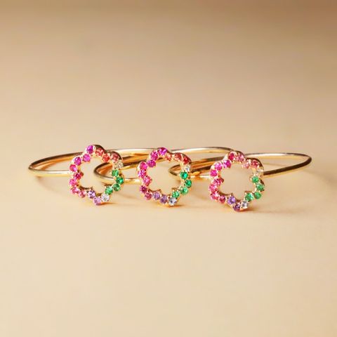 【受注商品】グリッター ミモザリング マルチカラー／K10ピンクゴールド