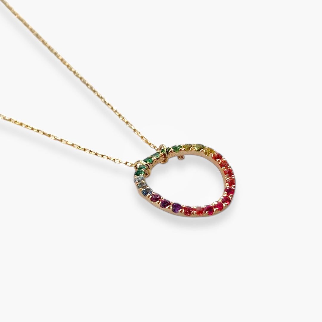 【受注商品】グリッター ラウンドネックレス マルチカラー／K10ピンクゴールド