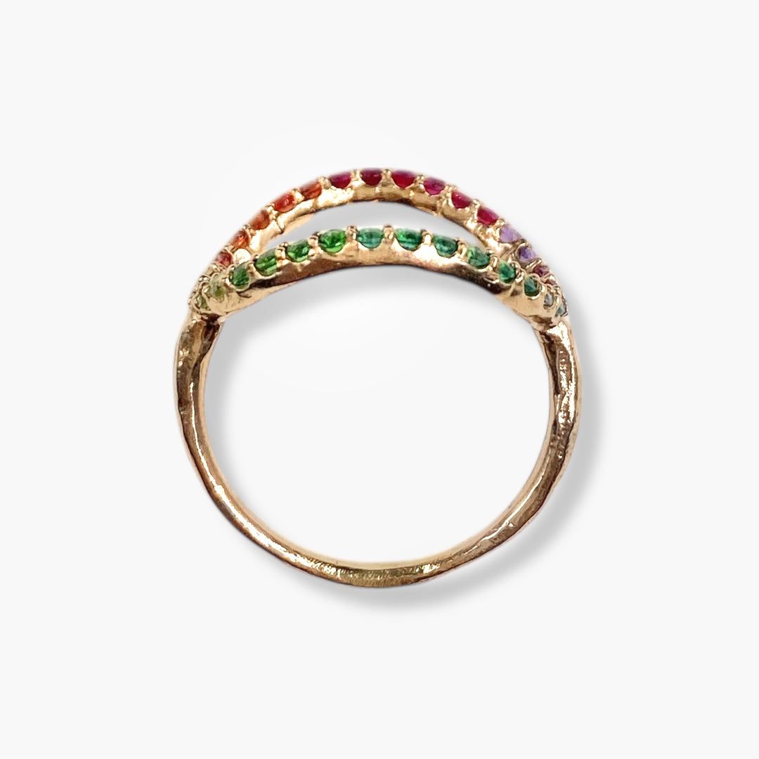 【受注商品】グリッター オーバルリング マルチカラー／K10ピンクゴールド