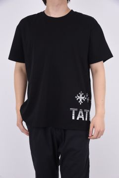 MONTUNO / ロゴプリント シルケット クルーネック Tシャツ ブラック