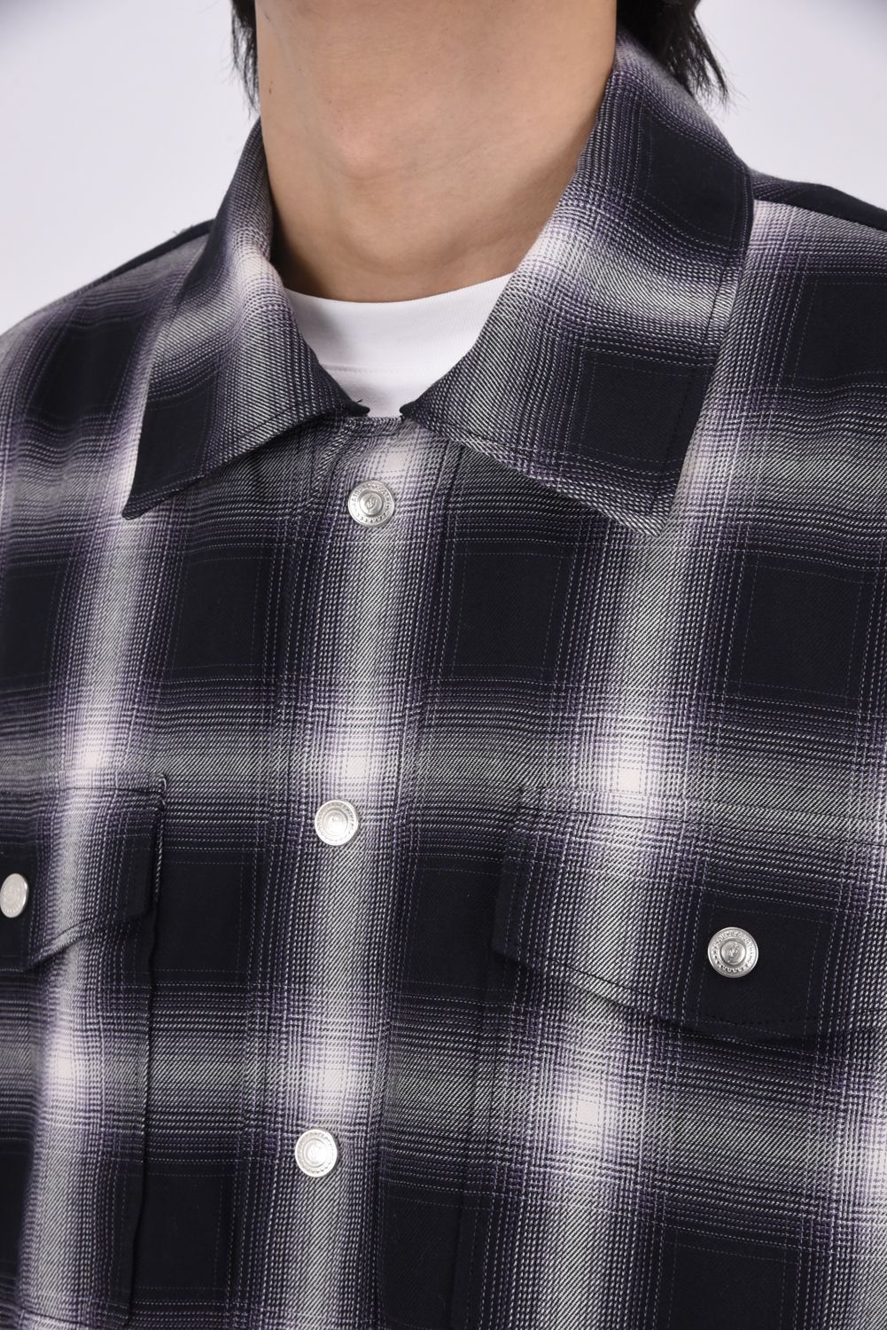 【26SS 39th】 50S CHECK JK / オーバーサイズ オンブレチェック CPOジャケット (ブラック)