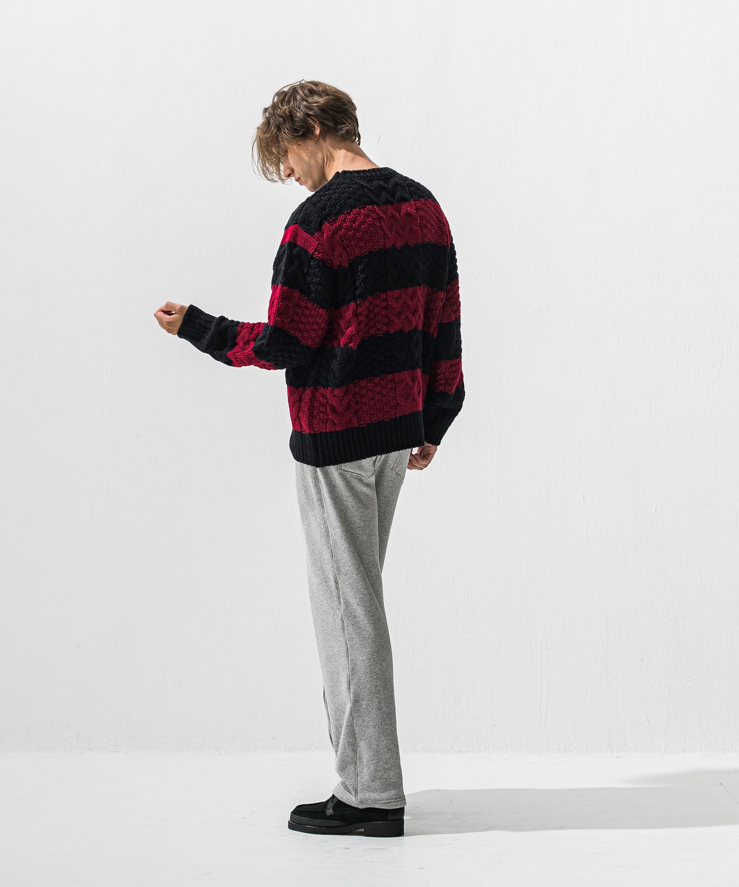 VELOURS FLEECE WIDE TUCK PANTS / 裏起毛 ベロアフリース セミワイド ワンタック イージーパンツ (グレー) (11月中旬入荷予定) ※オーダー締切:9月7日(月)17時