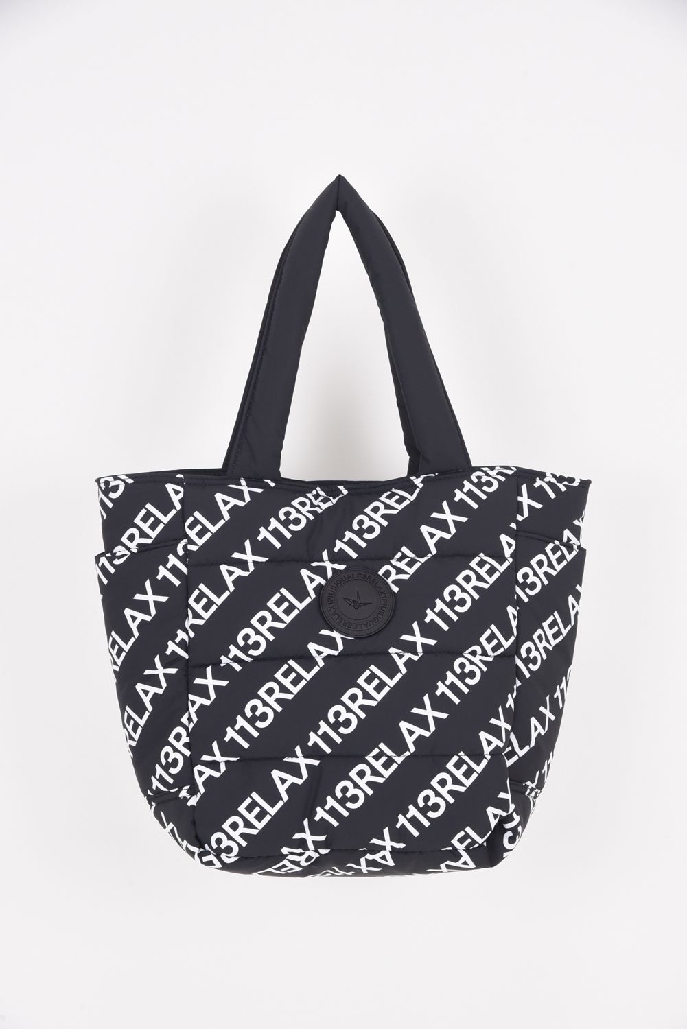BATTING LOGO TOTE BAG / キルティング サークルロゴ トートバッグ ブラック / ホワイト