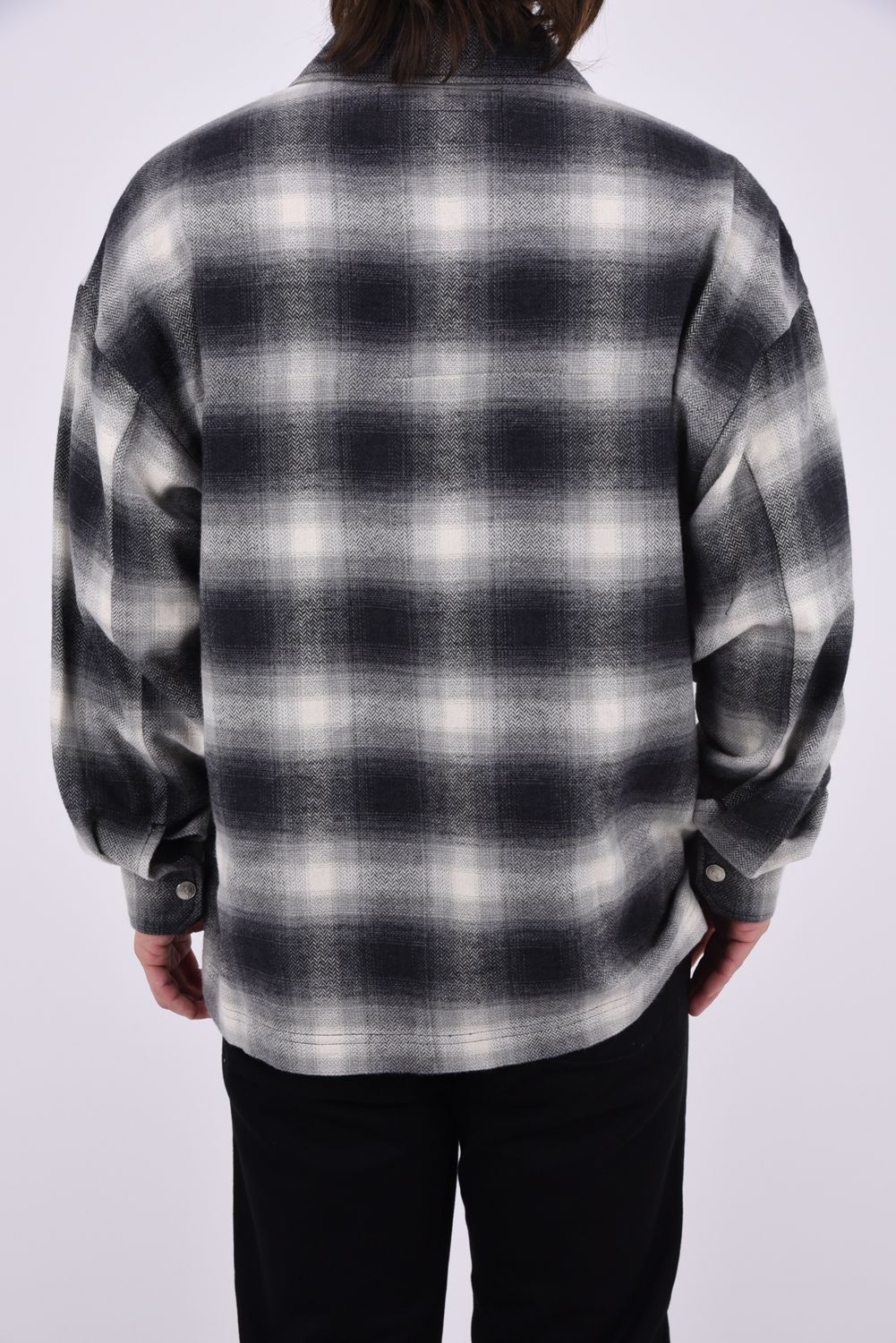 flannel check JK  / オンブレチェック ネルシャツジャケット (ブラック)