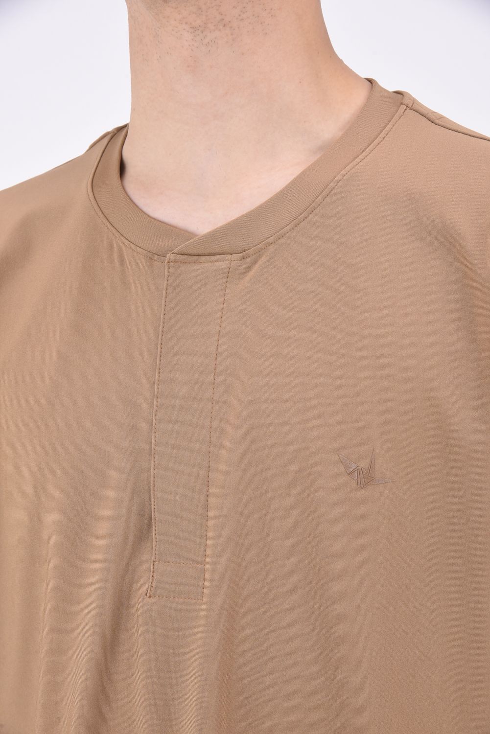 ROUND BIG HENLEY T / ラウンドカット ヘンリーネックTシャツ キャメル