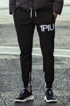 1PIU LOGO HEAVY PANTS / 1PIUロゴ刺繍 スウェットパンツ ブラック