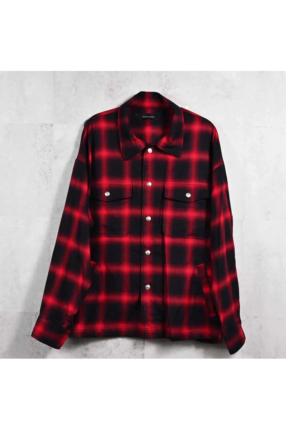 50S CHECK JK / オーバーサイズ オンブレチェック CPOジャケット (レッド) (2月中旬入荷予定)