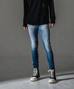 EX DENIM JERSEY BLINDLINE PT / デニムジャージー ラインパンツ (ライトインディゴ)（9月上旬入荷予定）