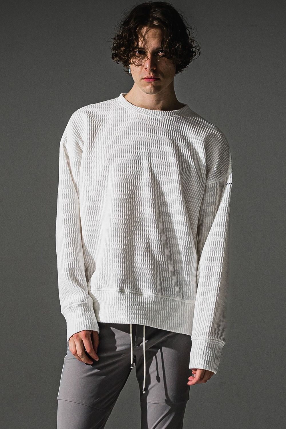 knt l loose trainer / ニット ルーズ トレーナー (ホワイト)