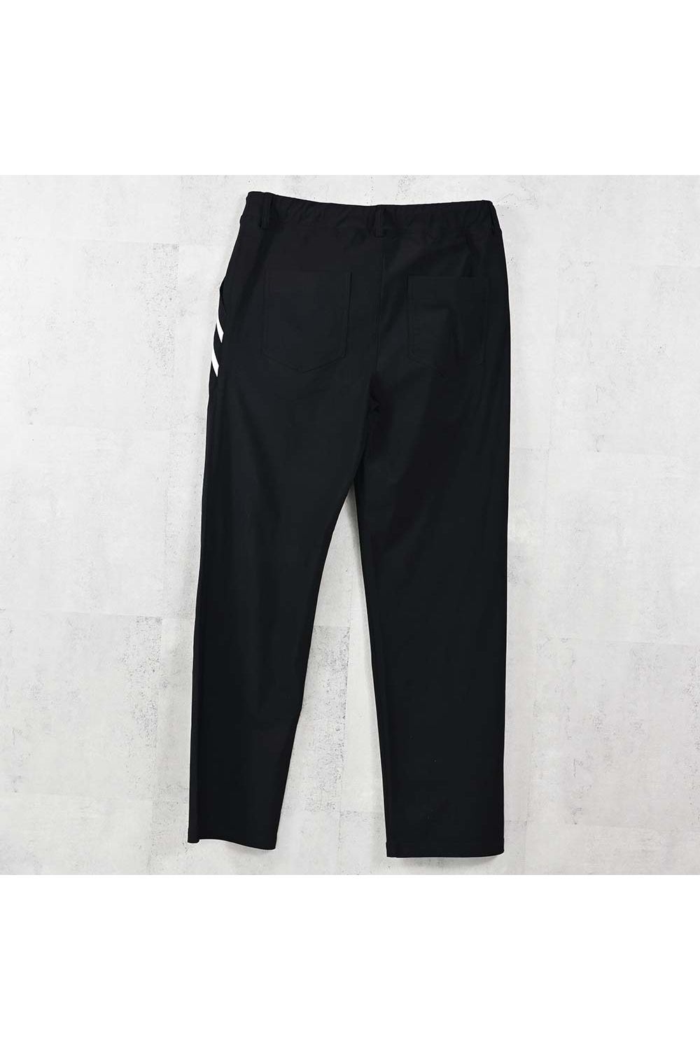 EDGE NYLON SEMI WIDE PT / ナイロンマイクロファイバー エコレザーライン セミワイド イージーパンツ (ブラック/ホワイト) (4月末入荷予定) ※オーダー締切:2月15日(日)18時