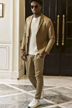 【25AW】 BRIGHT STRETCH JACKET & SLACKS / 微光沢素材 ストレッチジャケット&スラックスセットアップ (ベージュ)