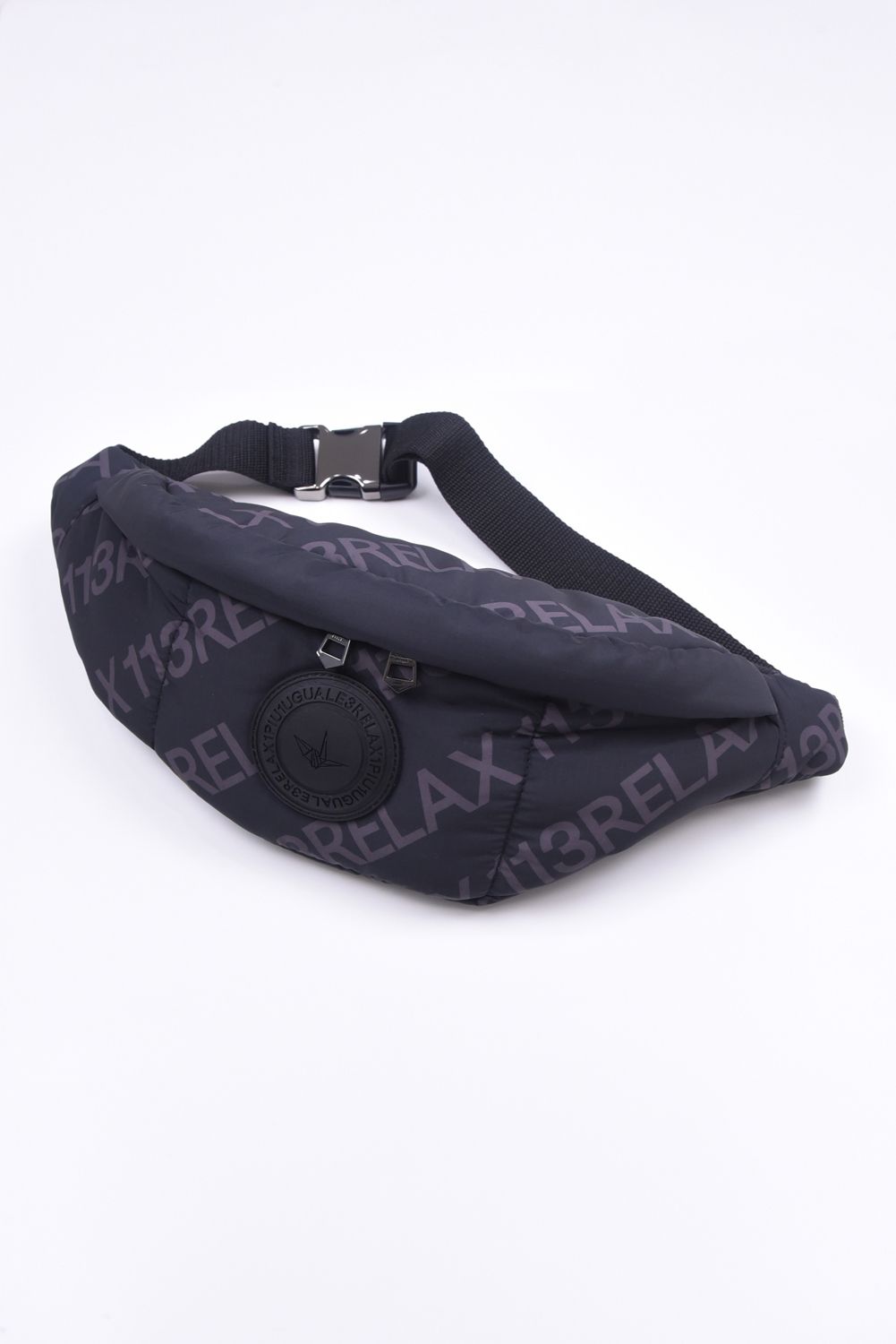 BATTING LOGO WAIST BAG / キルティング サークルロゴ ボディバッグ ブラック / ブラック