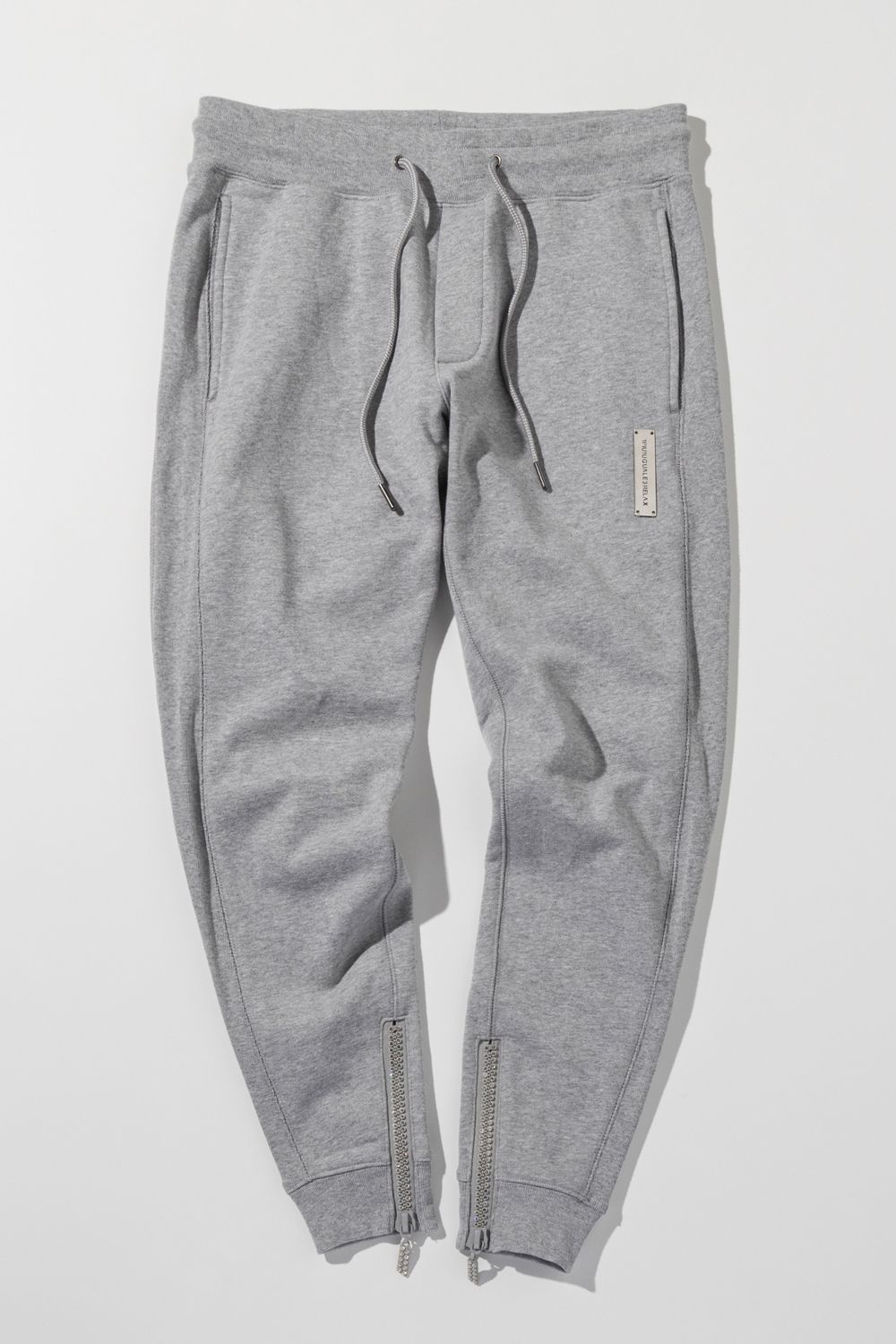GLITTER ZIP + PLATE JOGGER PANTS / シルバーロゴプレートスウェットロングパンツ (グレー） (9月中旬入荷予定)