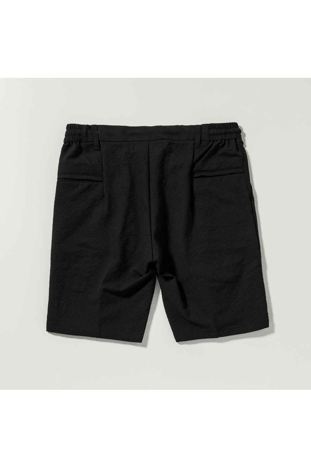 SEERSUCKER HALF SLACKS  / ロゴ刺繍 シアサッカー ハーフスラックス ブラック
